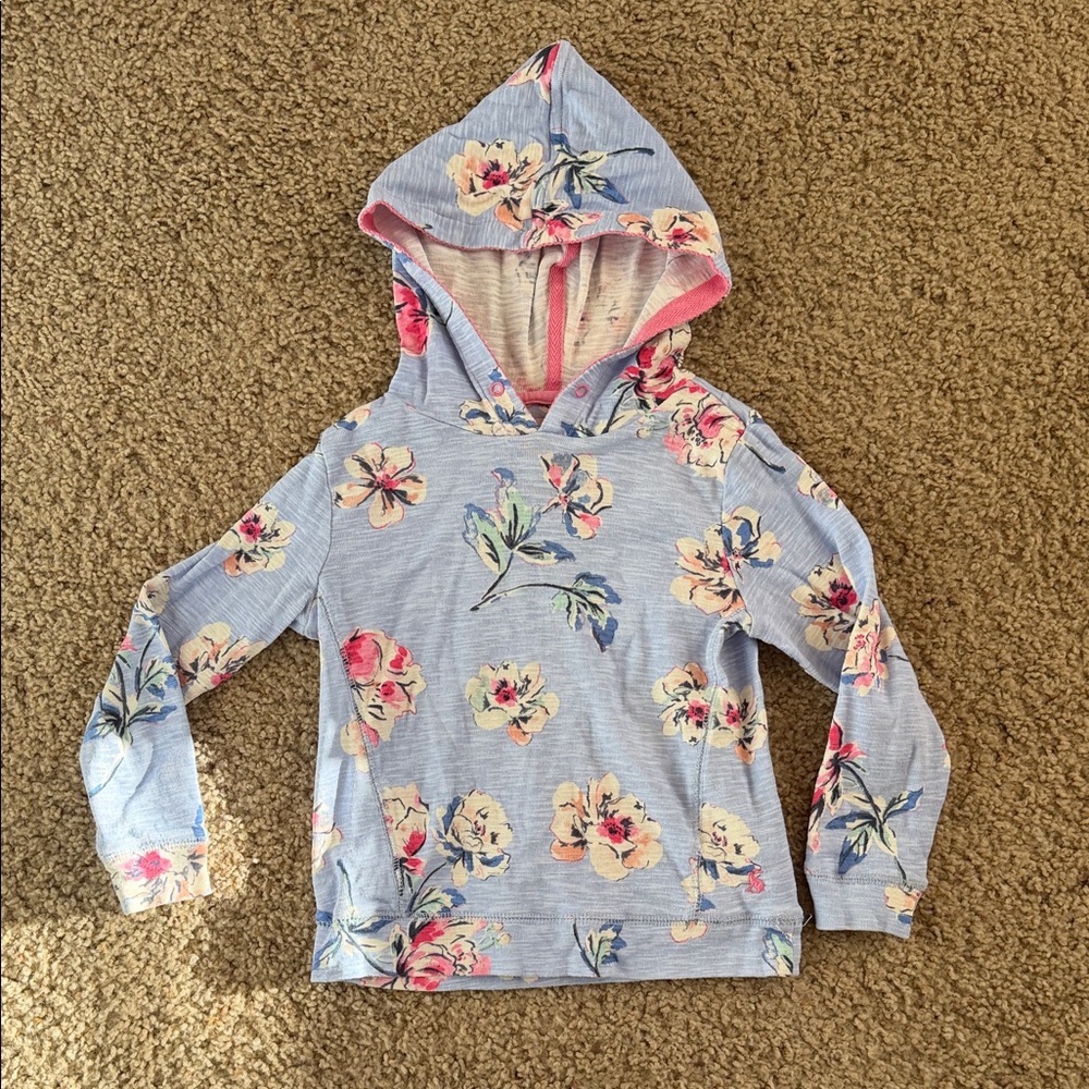 Joules Blue Floral Kids Hoodie